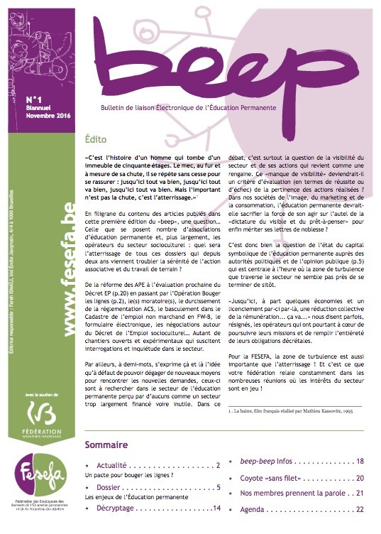 Une du BEEP 1 - Novembre 2016