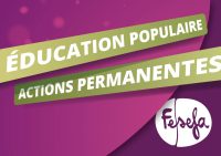 Visuel avec le slogan "Éducation populaire, actions permanentes" et le logo de la FESEFA